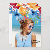 Zomerbloemen Foto Uitnodiging (Voorkant / Achterkant)