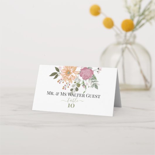 Zomerbloemen Gastentafel Nummers Plaatskaartje (Voorkant)