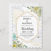 Zomerbloemen Gouden Frame Bruiloft Kaart (Voorkant)