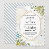 Zomerbloemen Gouden Frame Bruiloft Kaart (Voorkant / Achterkant)