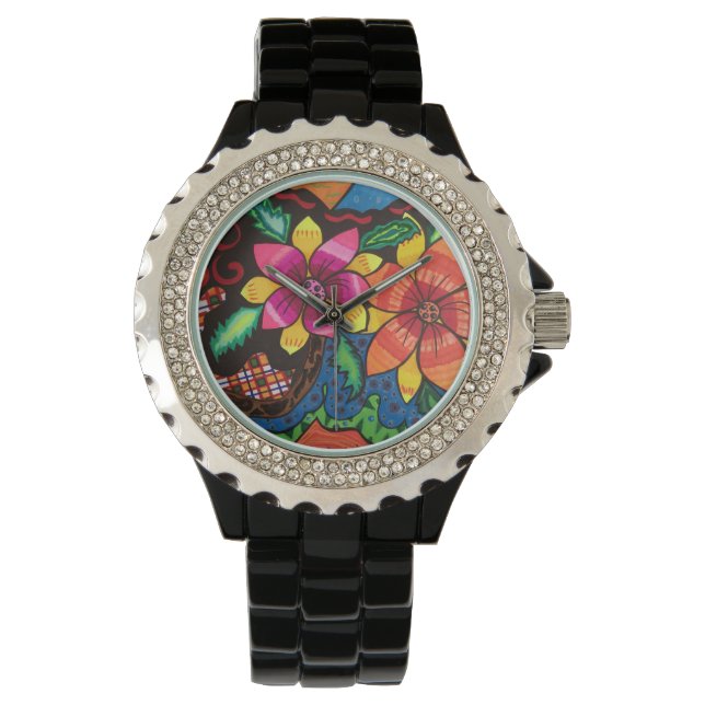 zomerbloemen horloge (Voorkant)