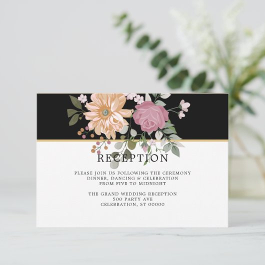 Zomerbloemen | Huwelijksreceptie Kaart (Staand voorkant)