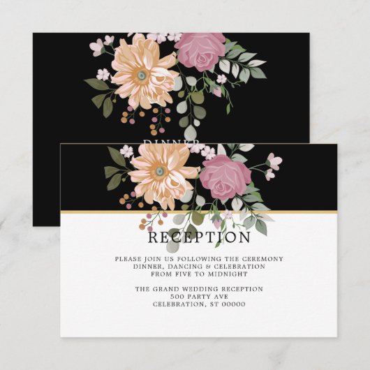 Zomerbloemen | Huwelijksreceptie Kaart (Voorkant / Achterkant)