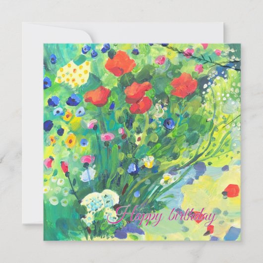 Zomerbloemen, klaprozen feestdagenkaart (Voorkant)