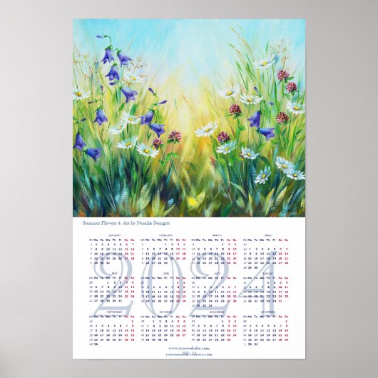 Zomerbloemen Kunstkalender 2024 Poster (Voorkant)