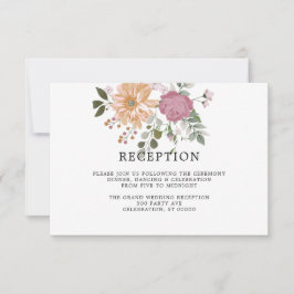 Zomerbloemen op wit | Huwelijksreceptie Kaart