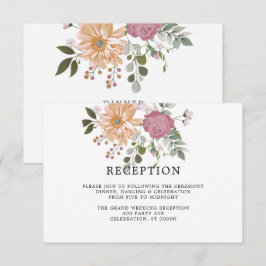 Zomerbloemen op wit | Huwelijksreceptie Kaart