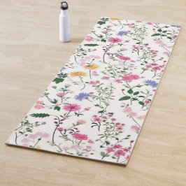 Zomerbloemen op wit yogamat