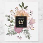 Zomerbloemen op witte bruiloft wijn etiket (Enkel label)