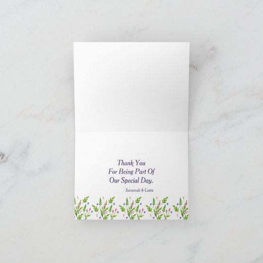 Zomerbloemen speciale gelegenheid/bruiloft dank je bedankkaart (Binnen)