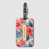 Zomerbloemen Tropische Hibiscus Bloemenpatroon Bagagelabel (Voorkant (verticaal))