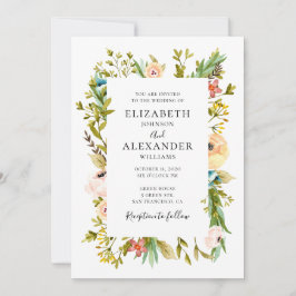 Zomerbloemen trouwkaart. Lente bloemen Kaart