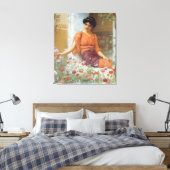Zomerbloemen van John William Godward Wrapped Ca Canvas Afdruk (Insitu (Slaapkamer))