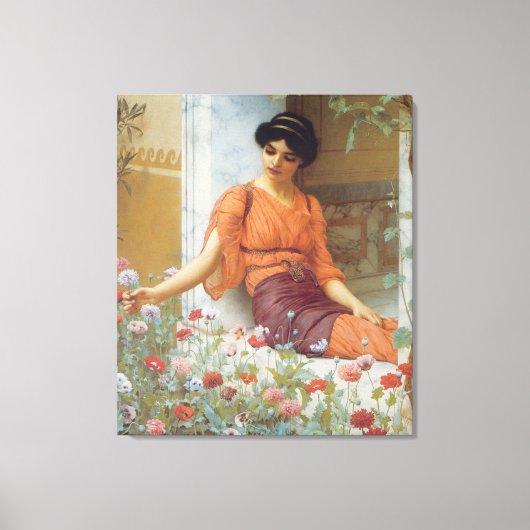 Zomerbloemen van John William Godward Wrapped Ca Canvas Afdruk (Voorkant)