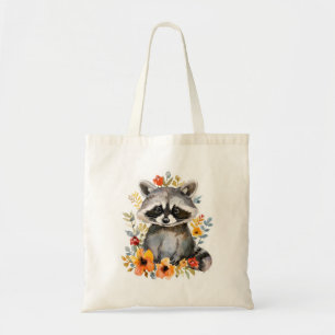 Zomerbloemen wasbeer Waterverf Tote Bag