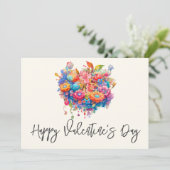 Zomerbloemenboeket grillige Boho Valentijns's Kaart (Staand voorkant)