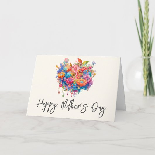 Zomerbloemenboeket Whimsical Boho Moederdag Kaart (Voorkant)