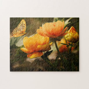 Zomerbloementuin en vlinder natuur legpuzzel
