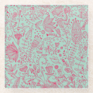 Zomerbloempatroon Glazen Onderzetter