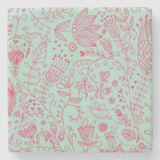 Zomerbloempatroon Stenen Onderzetter (Voorkant)