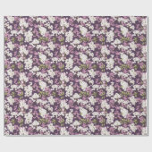 Zomerbloesems op Paarse Cadeaupapier (Vlak)