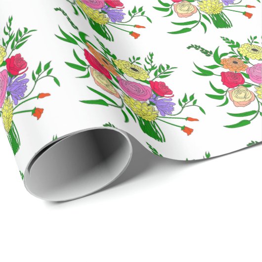 Zomerboeket Cadeaupapier (Rol Hoek)