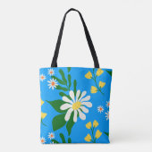 Zomerboeket op blauw tote bag (Achterkant)