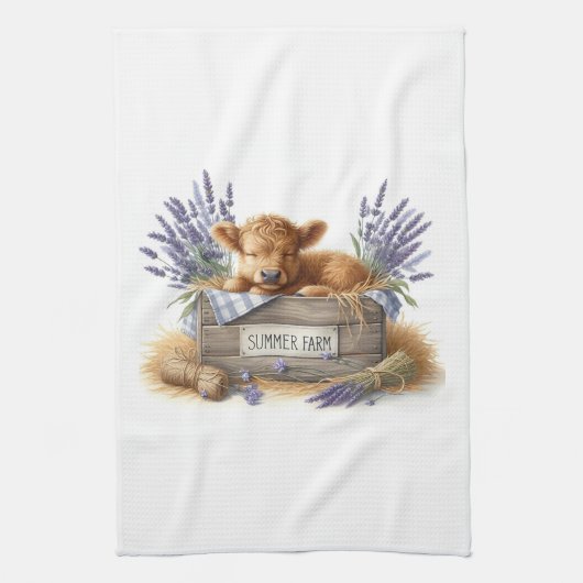 Zomerboerderij Baby Koe Theedoek (Verticaal)