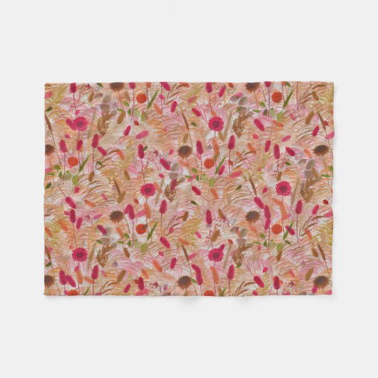 zomerboho wildbloem pampasgras fleece deken (Voorkant (Horizontaal))