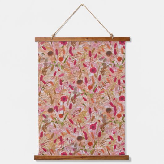 zomerboho wildbloem pampasgras hangend wandkleed (Voorkant)