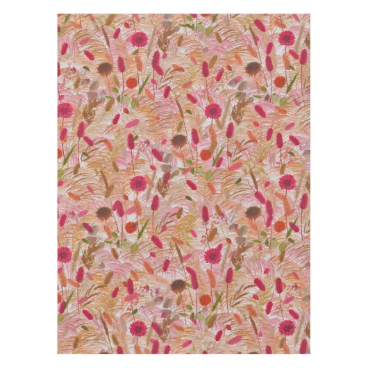  zomerboho wildbloem pampasgras tafelkleed (Voorkant)