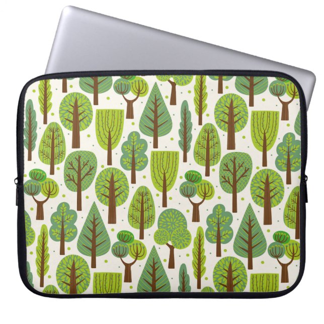 Zomerbomen: groen naadloos patroon laptop sleeve (Voorkant)