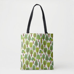 Zomerbomen: groen naadloos patroon tote bag