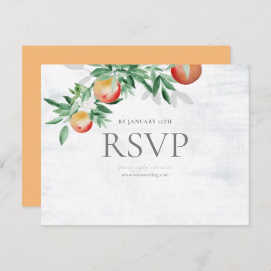 zomerboomgaard, mooie vruchten; RSVP kaartje (Voorkant / Achterkant)