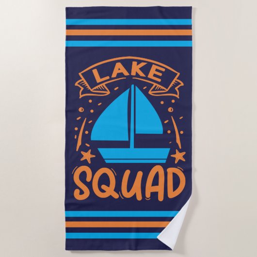 Zomerboot Lake Squad met Stripe Border Strandlaken (Voorkant)