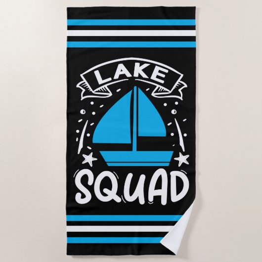 Zomerboot Lake Squad met Stripe Border Strandlaken (Voorkant)