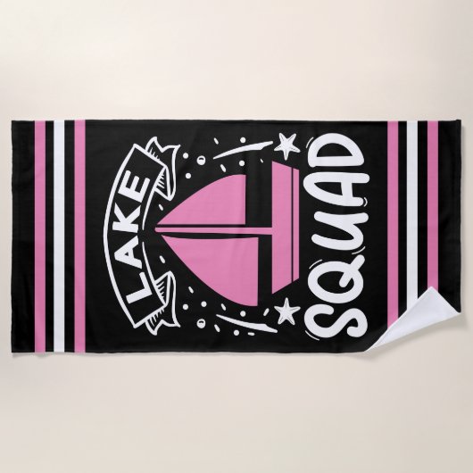 Zomerboot Lake Squad met Stripe Border Strandlaken (Voorkant)
