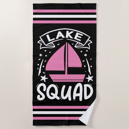 Zomerboot Lake Squad met Stripe Border Strandlaken (Voorkant)