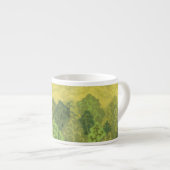 Zomerbos, wolschilderij, bomen groen en geel espresso kop (Voorkant rechts)