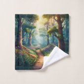 zomerbospad met naam bad handdoek (Wasdoekje)