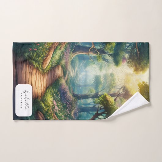  zomerbospad met naam bad handdoek (Handdoek)