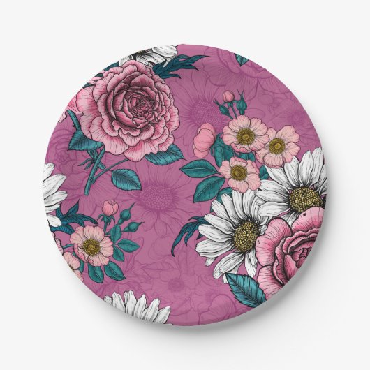 zomerbouquets 2 papieren bordje (Voorkant)