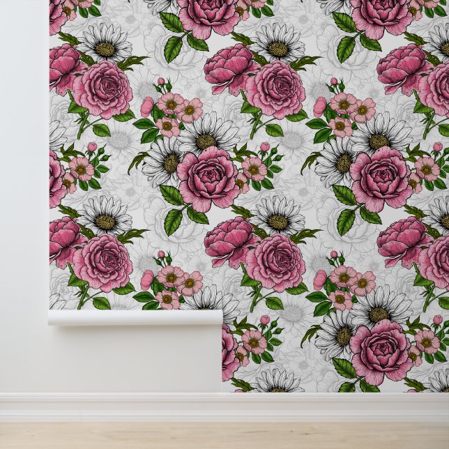 zomerbouquets behang (Applicatie)