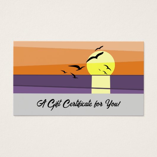 Zomerbranding · Script · Sunset Cadeaubon Visitekaartje (Voorkant)