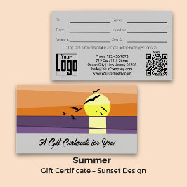 Zomerbranding · Script · Sunset Cadeaubon Visitekaartje