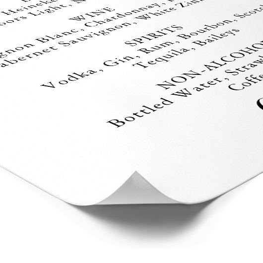 Zomerbries Bloemige Bruiloft Dranken Menu Poster (Hoek)