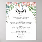 Zomerbries Bloemige Bruiloft Dranken Menu Poster (Voorkant)