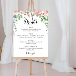 Zomerbries Bloemige Trouw Dranken Menu Poster