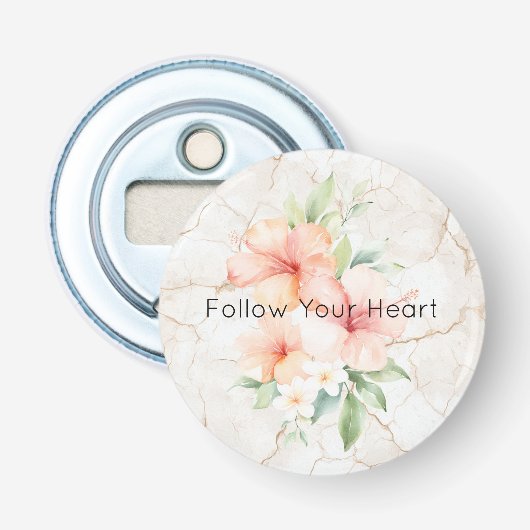 Zomerbries Blush Perzik Hibiscus   Button Flesopener (Voorkant)