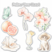 Zomerbries Blush Perzik Hibiscus Sticker (Voorkant)